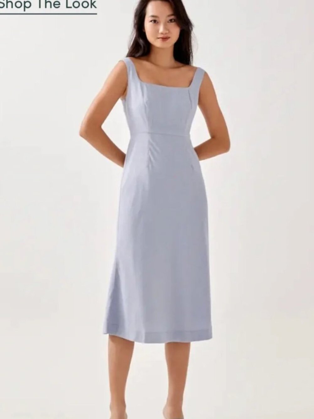Love Bonito Baby Blue Linen Blend Bias Cut Dress - Picture 3 of 6